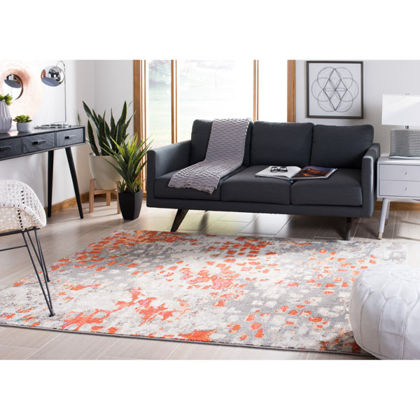 Wrought Studio Poche Abstract Orange Area Rug & Reviews Wayfair
